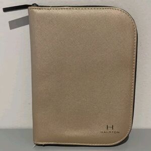Halston Vegan Leather Gold Jewelry Case Travel Organizer